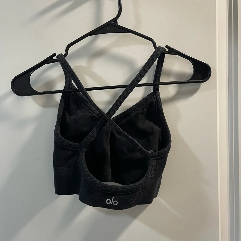 ALO Yoga Black Strappy Crop Top